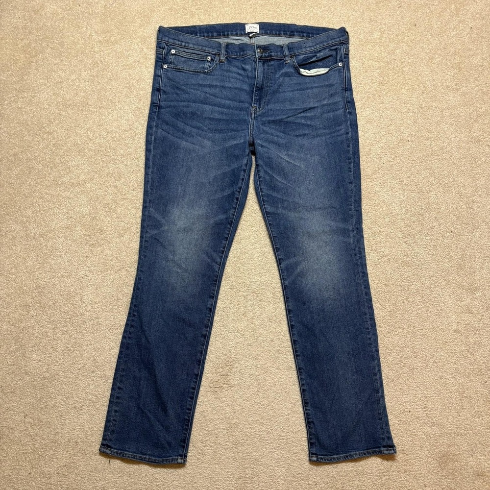 J Crew 770 Straight Jeans Mens 38x32 Blue Regular Fit Denim Pants Kurabo Stretch